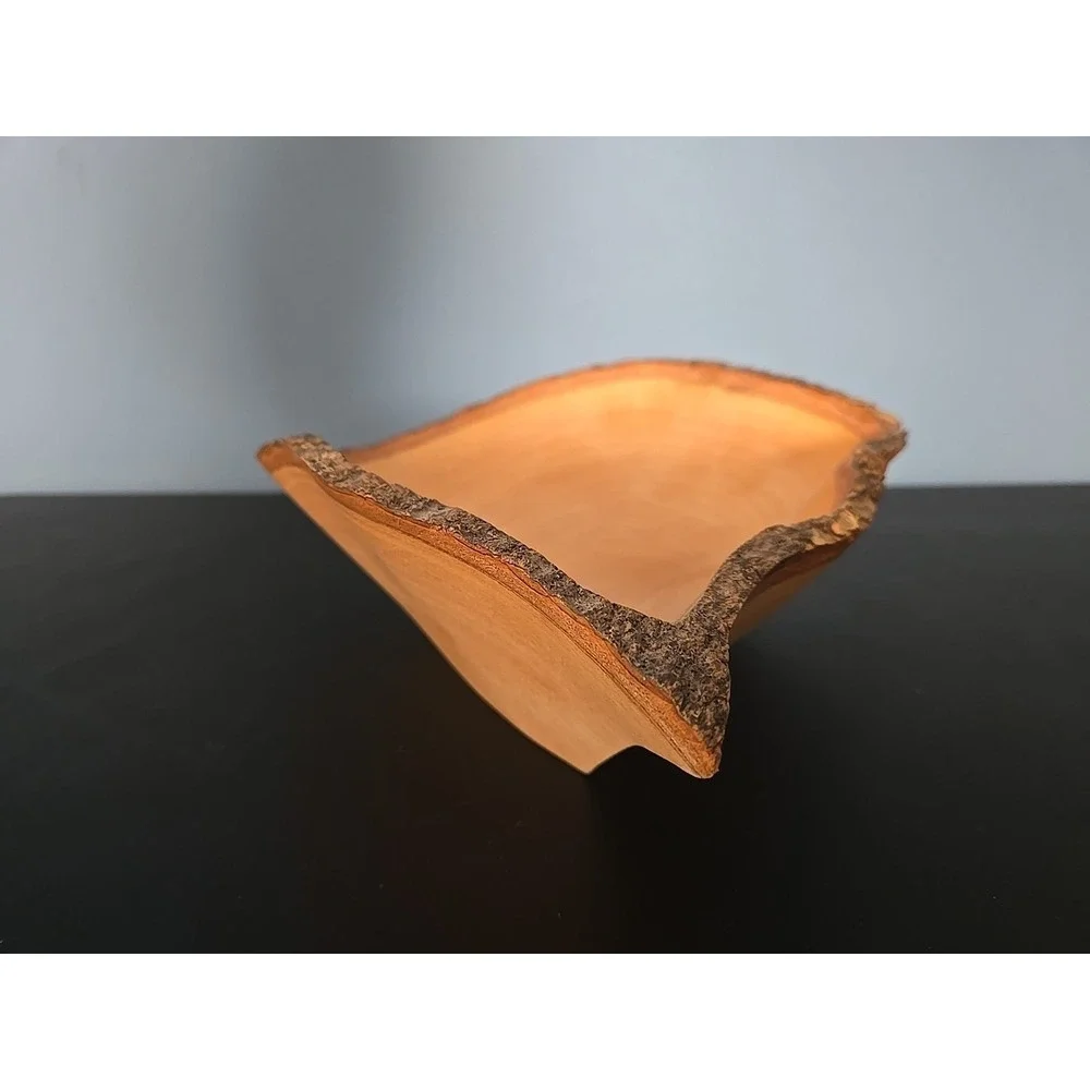 Live Edge Rustic Wood Bowl Hand Carved ‎ Natural Edge ~11